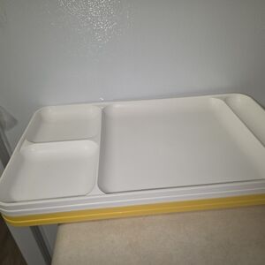 Tupperware White and Yellow Divided Serving Tray